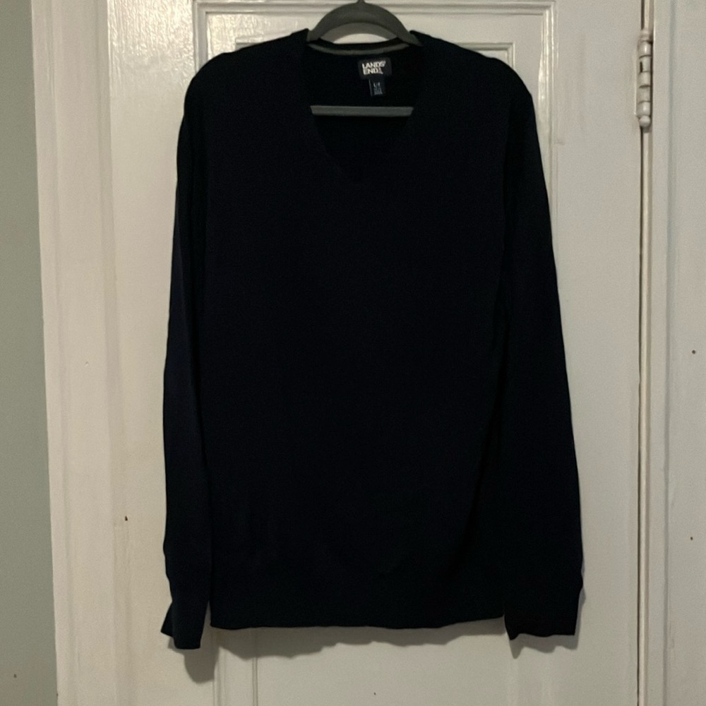 Lands' End Dark Blue V-Neck Sweater